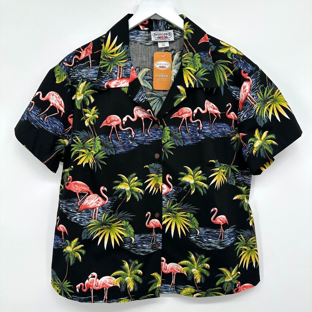 Vintage Pacific Legend Top Shirt Womens Plus Size 2XL‎ Hawaiian Crop USA New